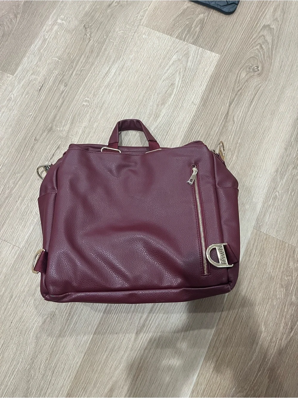 Fawn Design Burgundy Pebbled Faux Leather Backpack